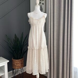 Elegant Fairycore Cream Pleated Bottom Maxi Dress